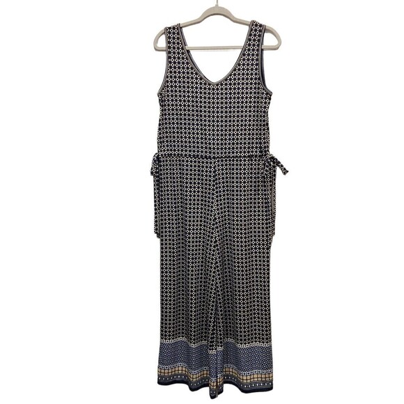 NEW! Max Studio Sleeveless Geometric Print Jersey Culotte Wide Leg Jumpsuit, S - Picture 3 of 11